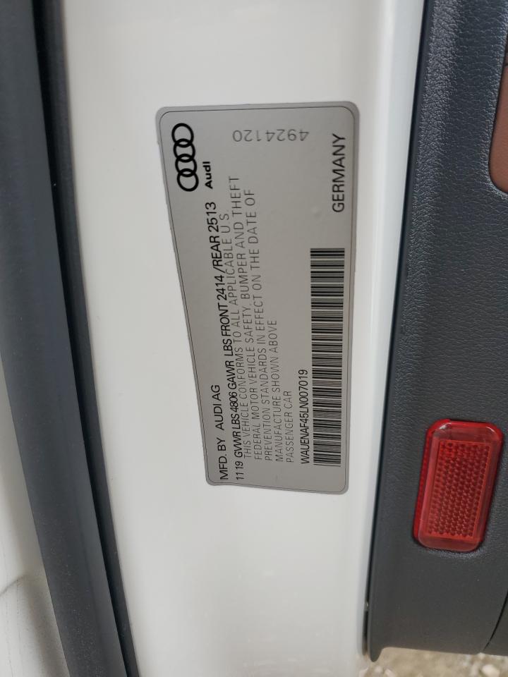 2020 Audi A4 Premium Plus VIN: WAUENAF45LN007019 Lot: 85762755