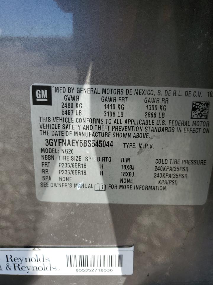 2011 Cadillac Srx Luxury Collection VIN: 3GYFNAEY6BS545044 Lot: 82294935