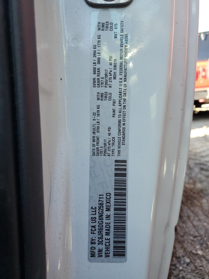 2022 Ram 1500 Classic Tradesman VIN: 3C6JR6DG8NG256711 Lot: 71198605