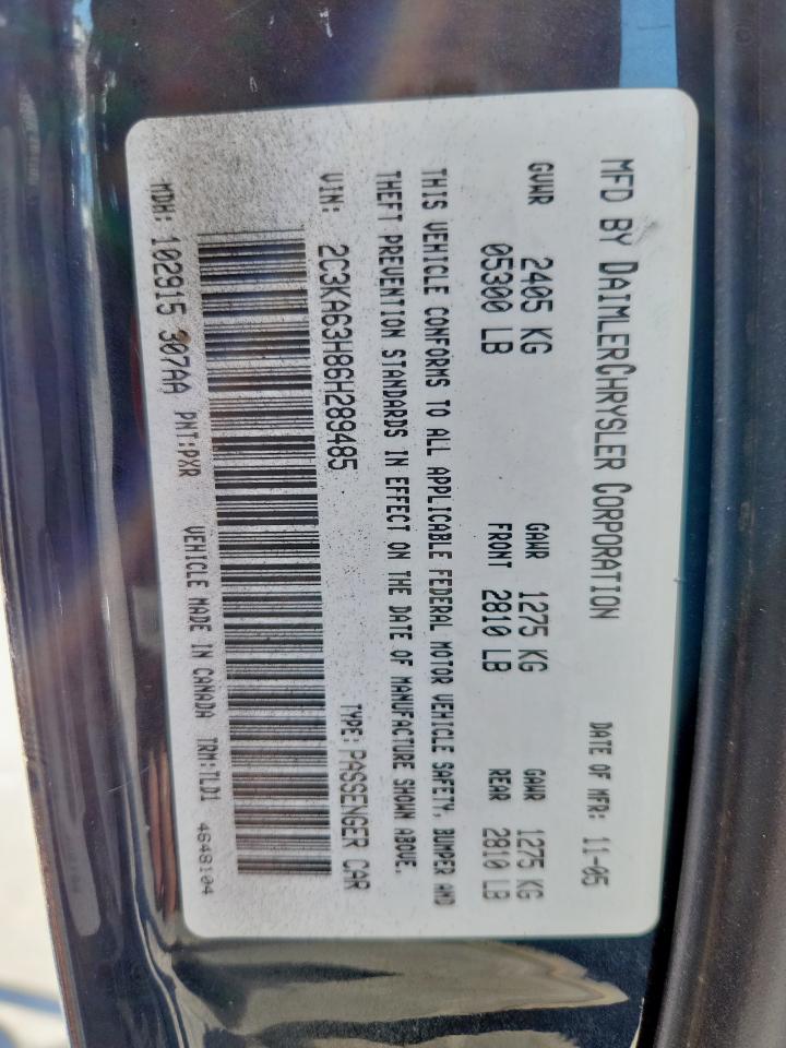 2006 Chrysler 300C VIN: 2C3KA63H86H289485 Lot: 89620165