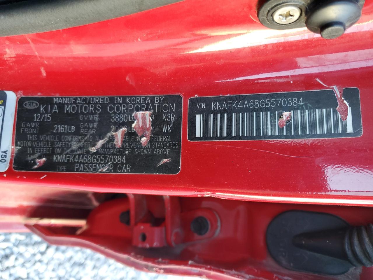 2016 Kia Forte Lx VIN: KNAFK4A68G5570384 Lot: 86544545