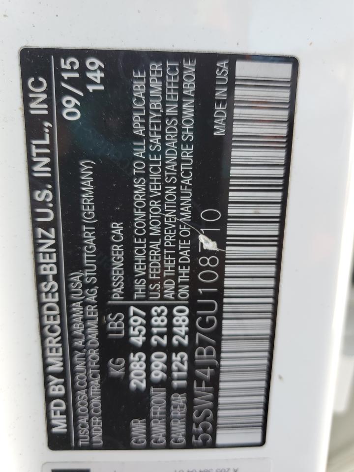 2016 Mercedes-Benz C 300 VIN: 55SWF4JB7GU108710 Lot: 90470175