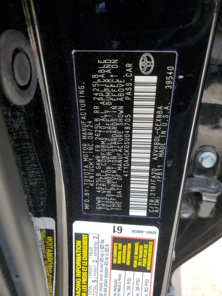 2025 Toyota Camry Xse VIN: 4T1DAACK0SU048705 Lot: 85493775