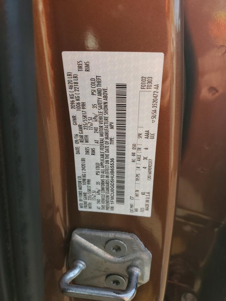 2017 Ford Escape Se VIN: 1FMCU0GD5HUB65536 Lot: 87041155