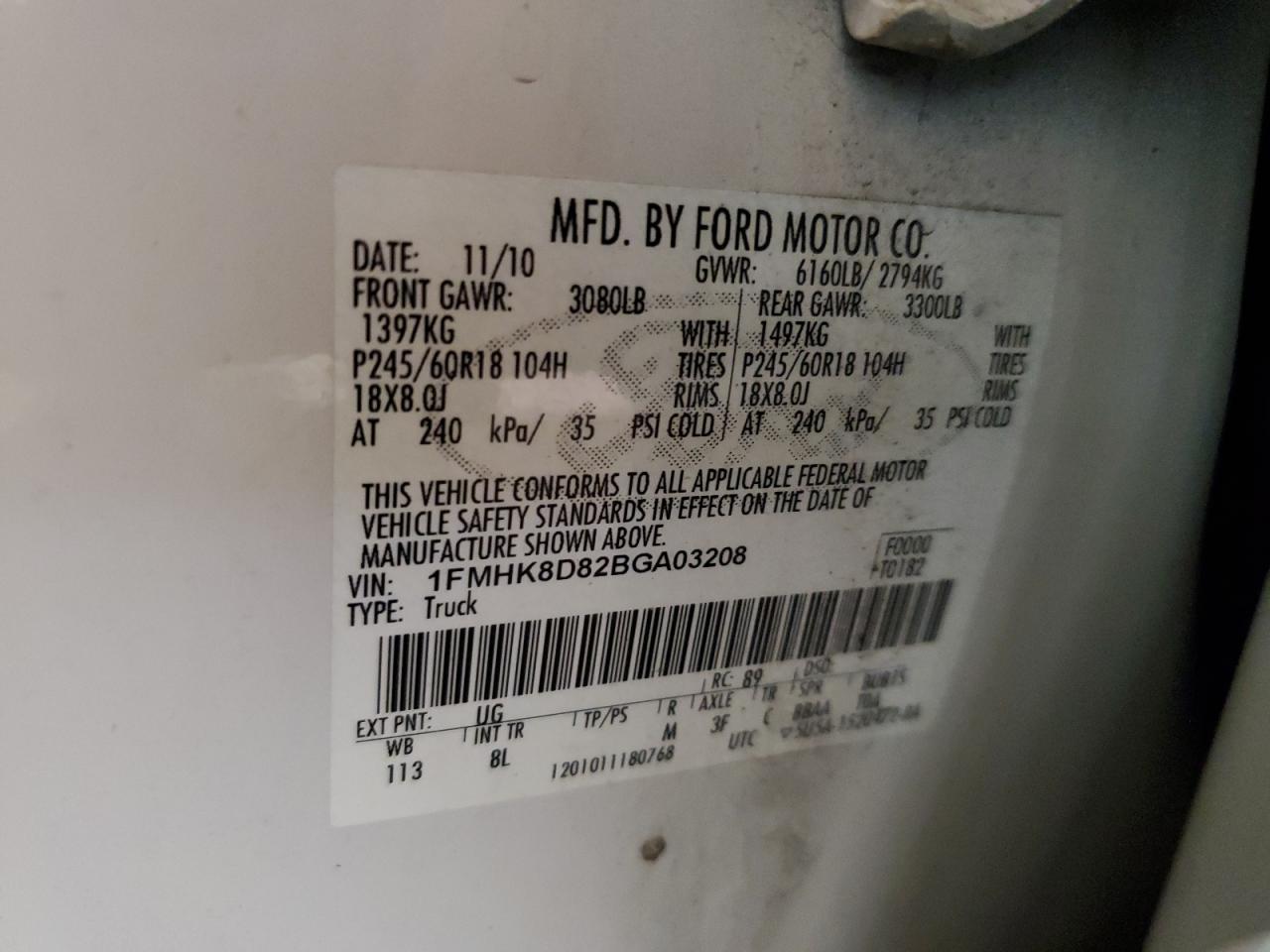 2011 Ford Explorer Xlt VIN: 1FMHK8D82BGA03208 Lot: 84000545