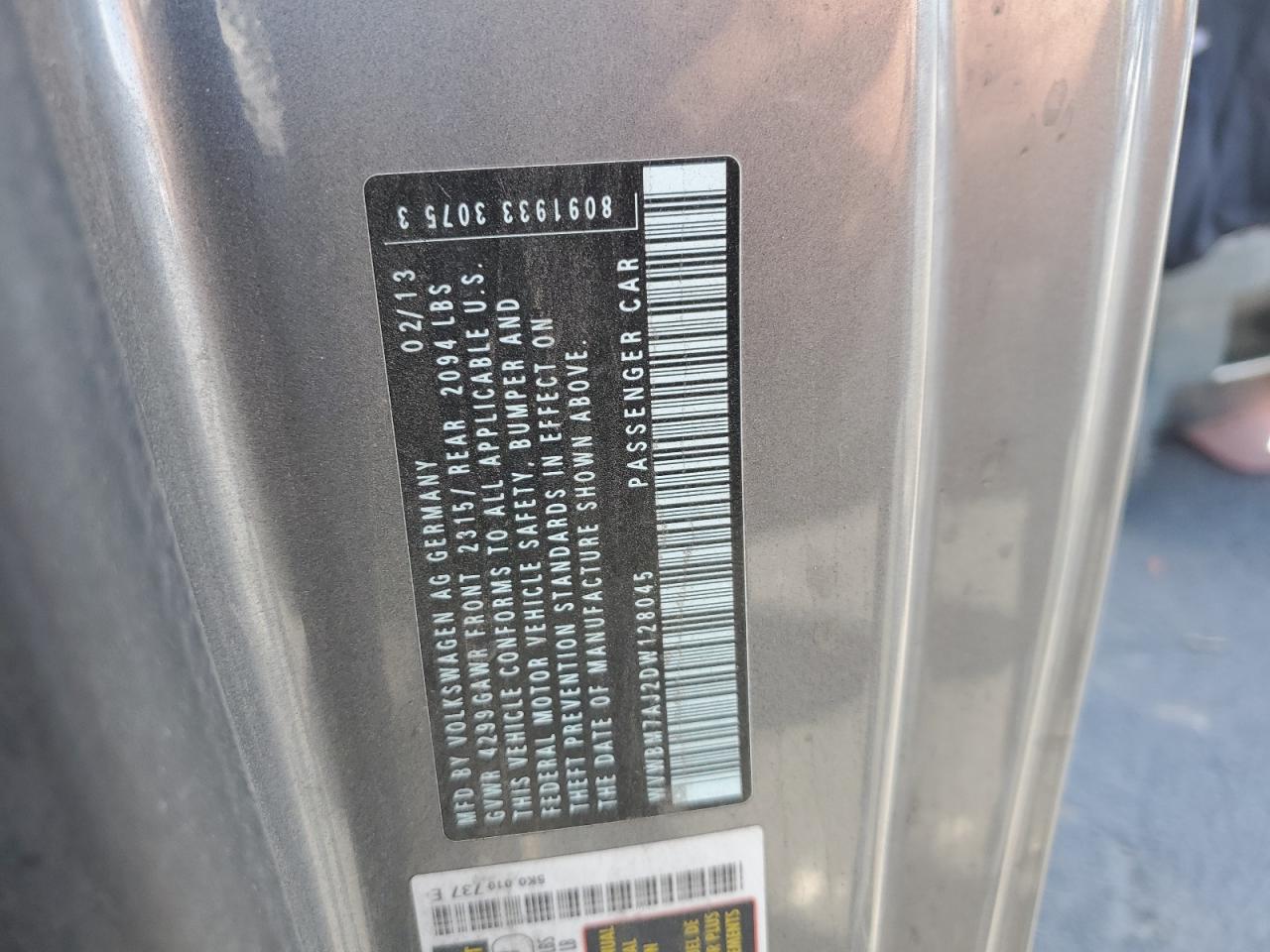 2013 Volkswagen Golf VIN: WVWBM7AJ2DW128045 Lot: 85871565