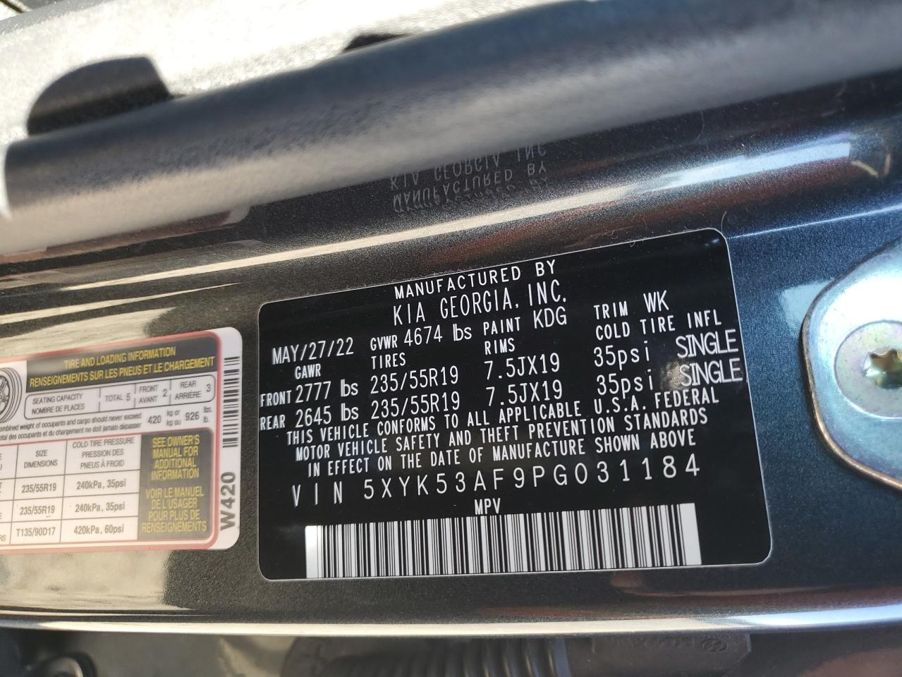 2023 Kia Sportage Sx Prestige VIN: 5XYK53AF9PG031184 Lot: 86260375