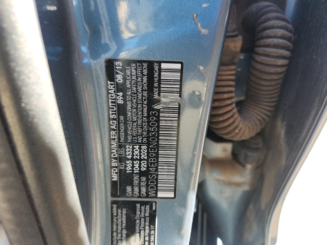 2014 Mercedes-Benz Cla 250 VIN: WDDSJ4EB9EN035093 Lot: 85955325