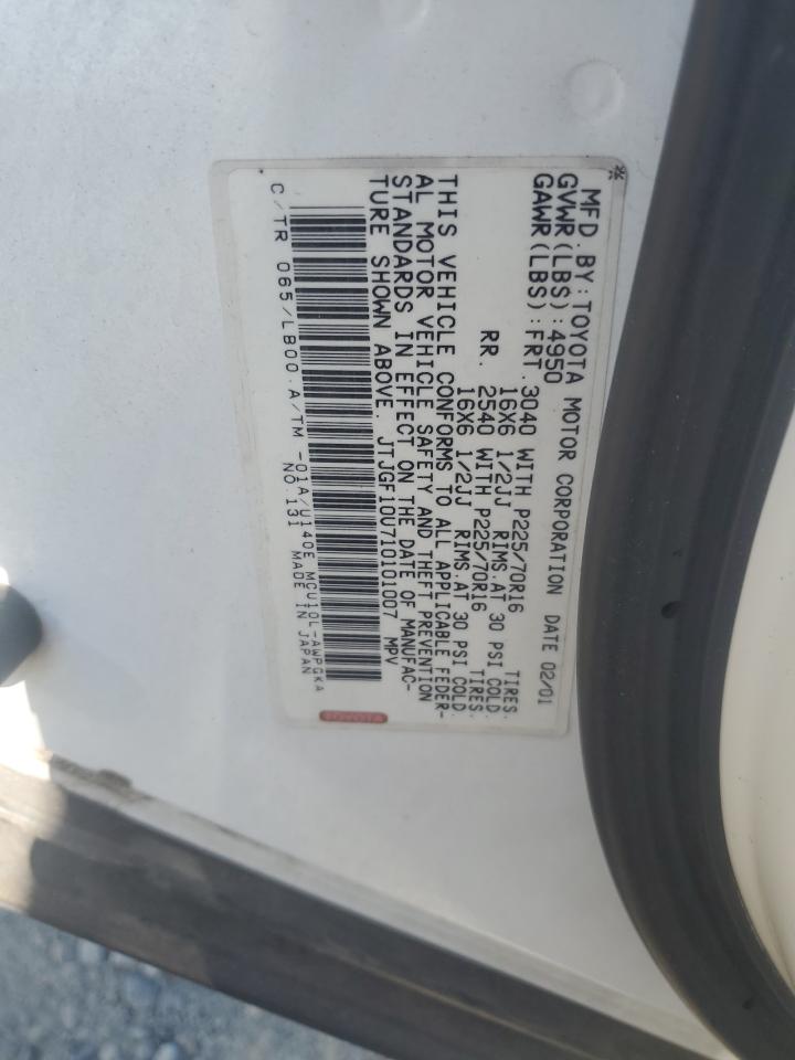 2001 Lexus Rx 300 VIN: JTJGF10U710101007 Lot: 85716825