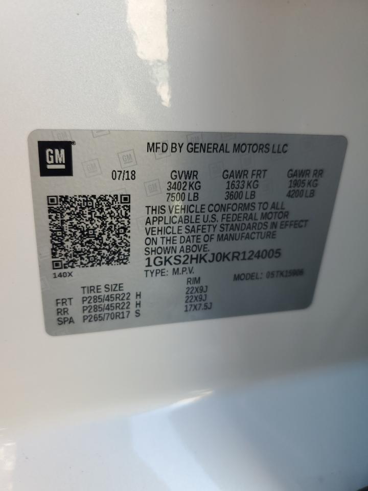 2019 GMC Yukon Xl Denali VIN: 1GKS2HKJ0KR124005 Lot: 87473625