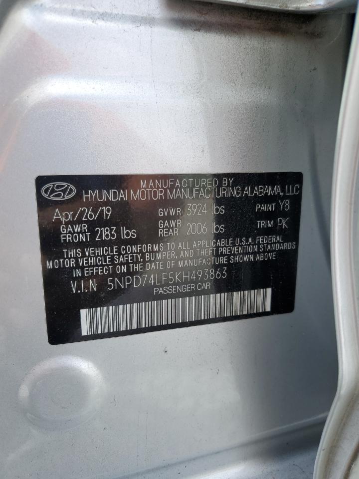 2019 Hyundai Elantra Se VIN: 5NPD74LF5KH493863 Lot: 84746665