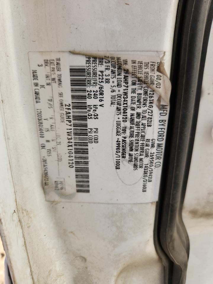 2004 Ford Crown Victoria Police Interceptor VIN: 2FAHP71W34X104120 Lot: 83999105