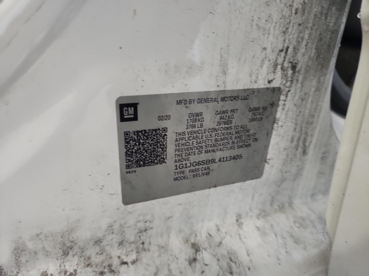 2020 Chevrolet Sonic VIN: 1G1JG6SB9L4113405 Lot: 90074575