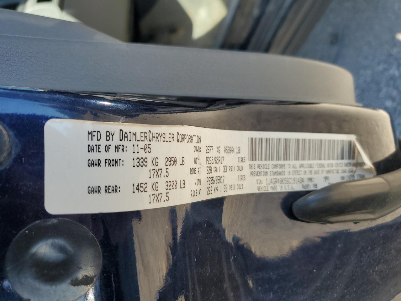 2006 Jeep Grand Cherokee Laredo VIN: 1J4GR48K56C191434 Lot: 82379245