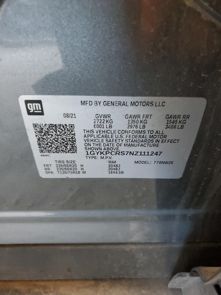 2022 Cadillac Xt6 Premium Luxury VIN: 1GYKPCRS7NZ111247 Lot: 81286235