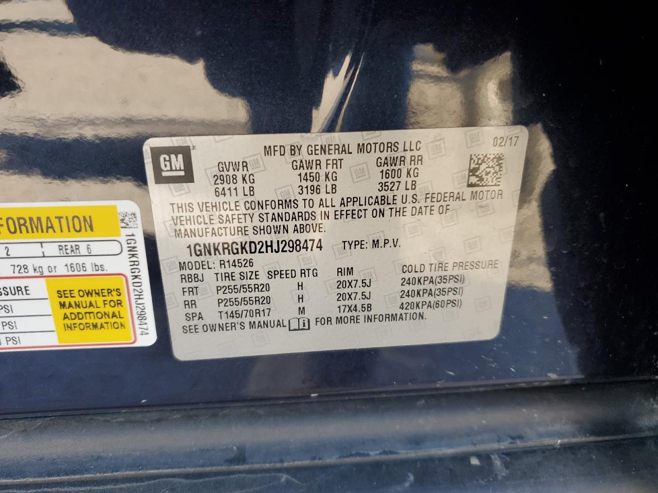 2017 Chevrolet Traverse Lt VIN: 1GNKRGKD2HJ298474 Lot: 86268945