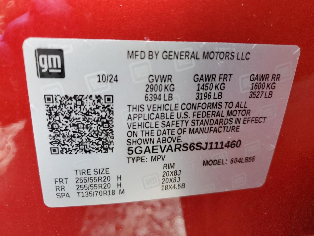 2025 Buick Enclave Preferred VIN: 5GAEVARS6SJ111460 Lot: 87429915