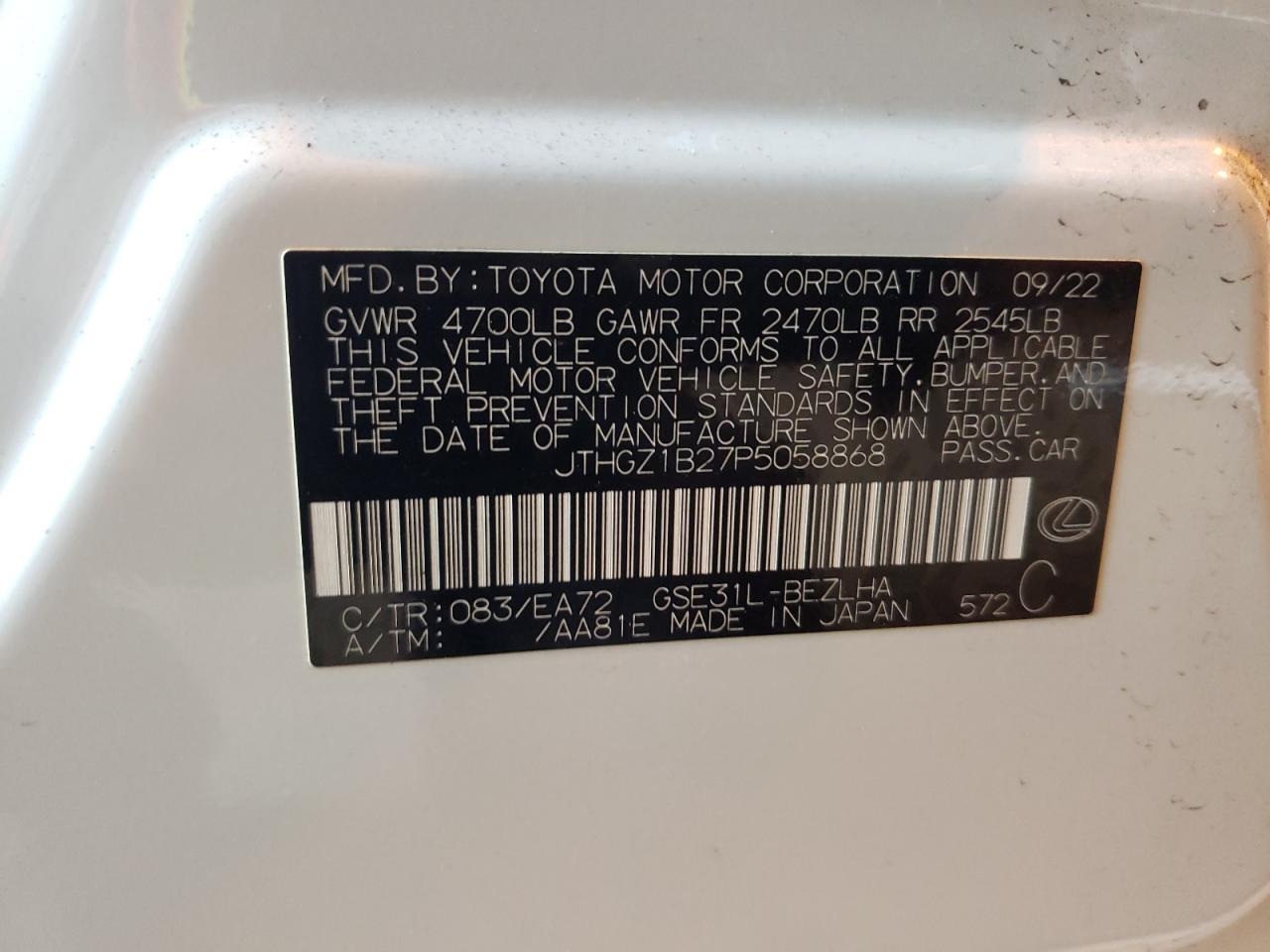 2023 Lexus Is 350 F Sport Design VIN: JTHGZ1B27P5058868 Lot: 85945655