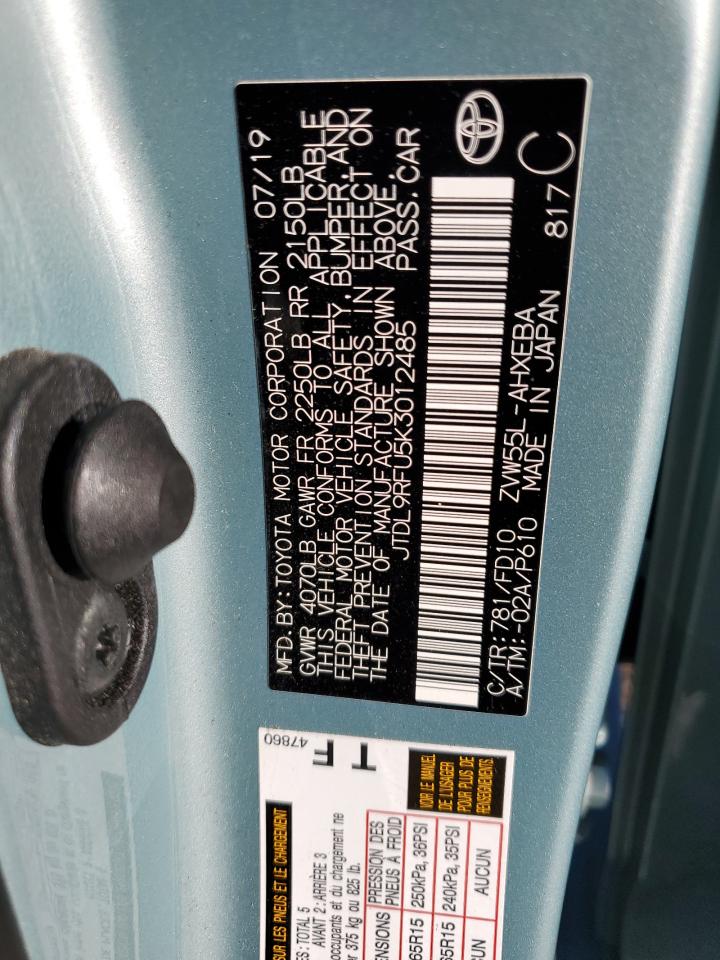 2019 Toyota Prius VIN: JTDL9RFU5K3012485 Lot: 85580375