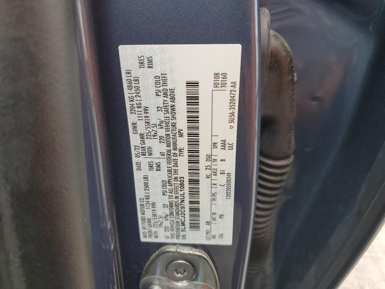 2022 Lincoln Corsair Reserve VIN: 5LMCJ2C97NUL10803 Lot: 84926665