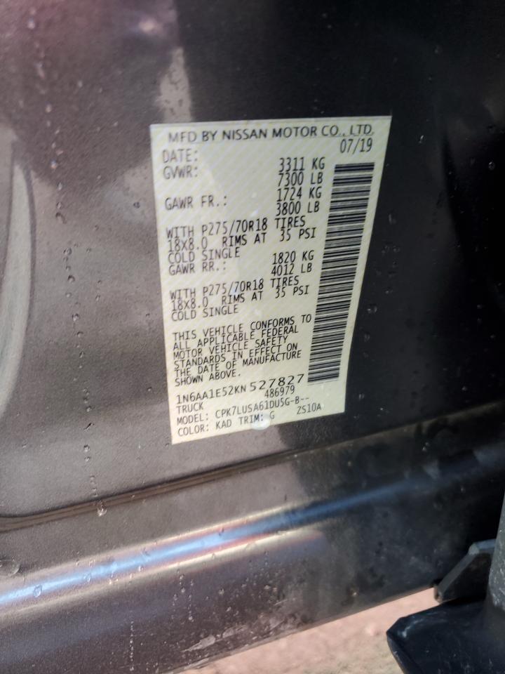 2019 Nissan Titan Sv VIN: 1N6AA1E52KN527827 Lot: 84426605