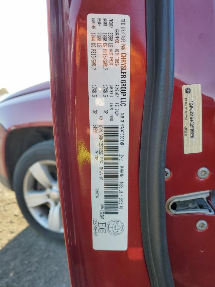 2012 Jeep Compass VIN: 1C4NJCAB4CD570956 Lot: 85690565