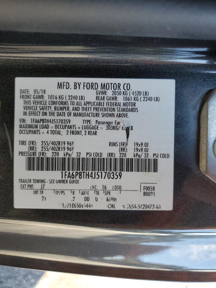 2018 Ford Mustang VIN: 1FA6P8TH4J5170359 Lot: 86151575