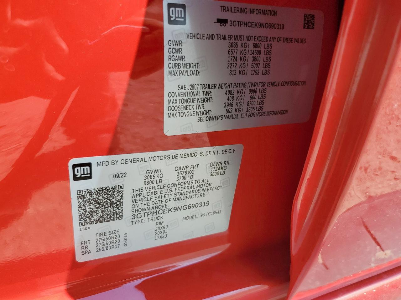 2022 GMC Sierra C1500 Elevation VIN: 3GTPHCEK9NG690319 Lot: 84643335