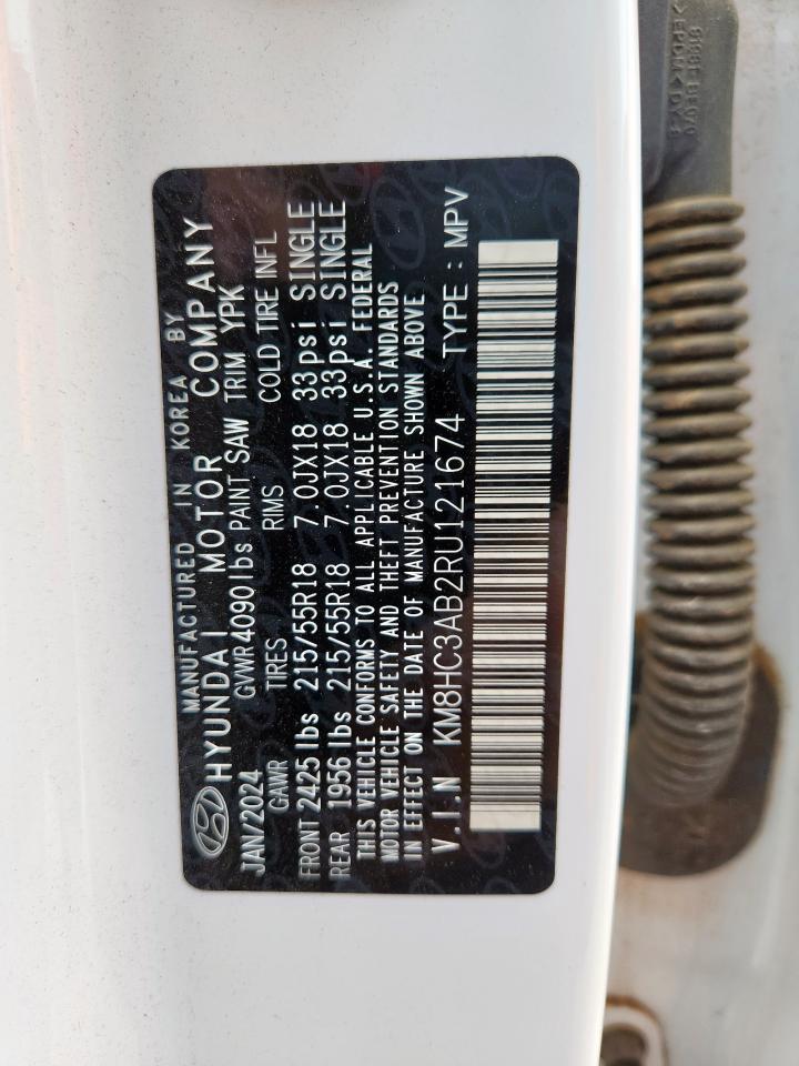 2024 Hyundai Kona Sel VIN: KM8HC3AB2RU121674 Lot: 84916915