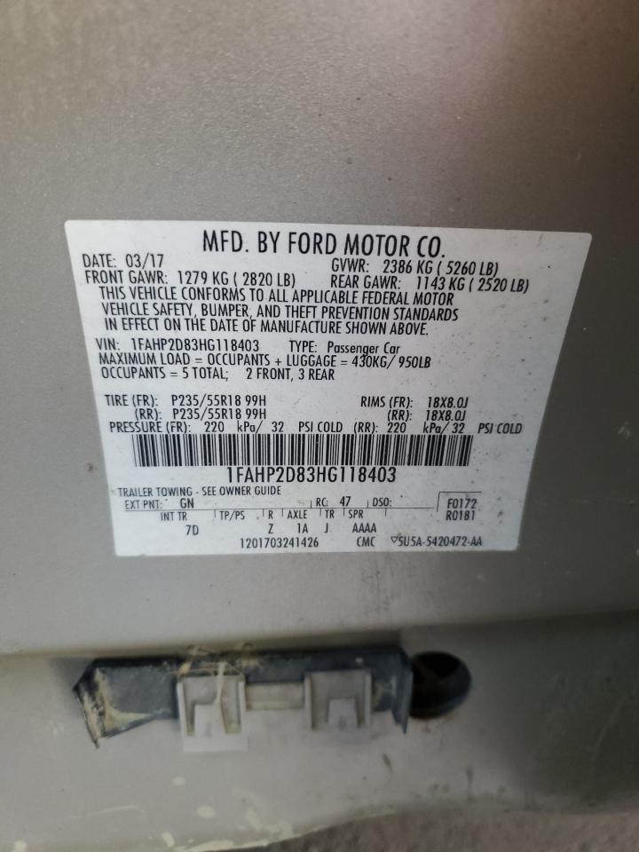 2017 Ford Taurus Se VIN: 1FAHP2D83HG118403 Lot: 86172315