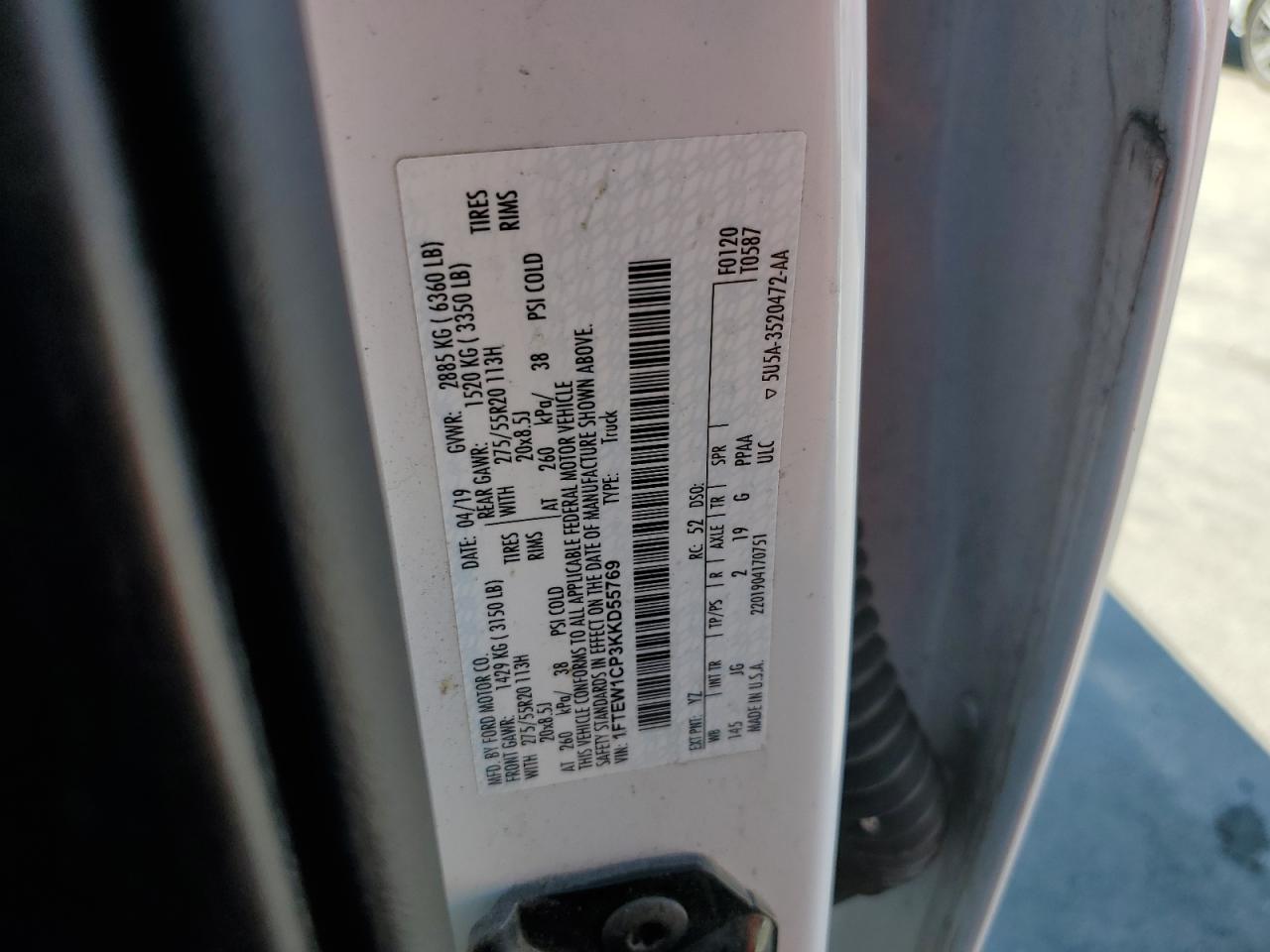 2019 Ford F150 Supercrew VIN: 1FTEW1CP3KKD55769 Lot: 89638715