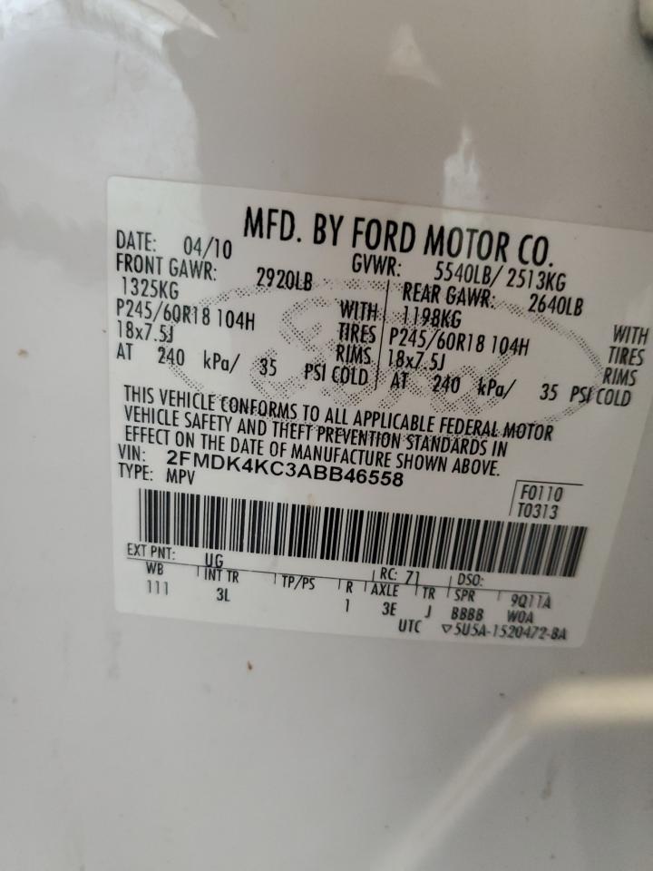 2010 Ford Edge Limited VIN: 2FMDK4KC3ABB46558 Lot: 82246675