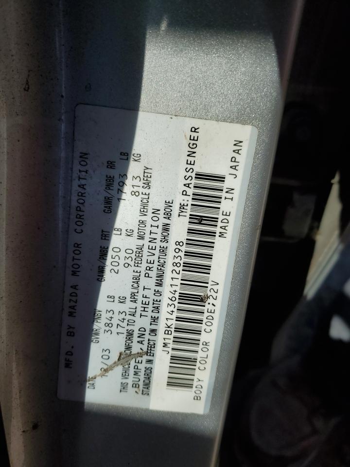 2004 Mazda 3 Hatchback VIN: JM1BK143641128398 Lot: 91189105