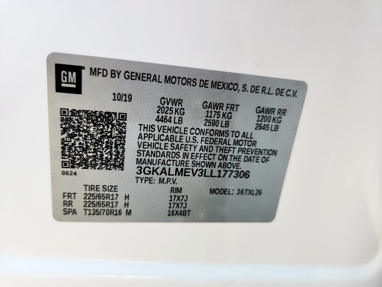 2020 GMC Terrain Sle VIN: 3GKALMEV3LL177306 Lot: 82346555