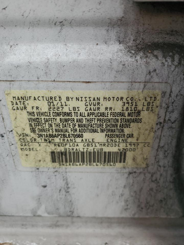 2011 Nissan Sentra 2.0 VIN: 3N1AB6AP2BL670560 Lot: 82351985