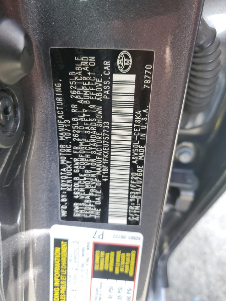 2014 Toyota Camry L VIN: 4T1BF1FKXEU757733 Lot: 85009475