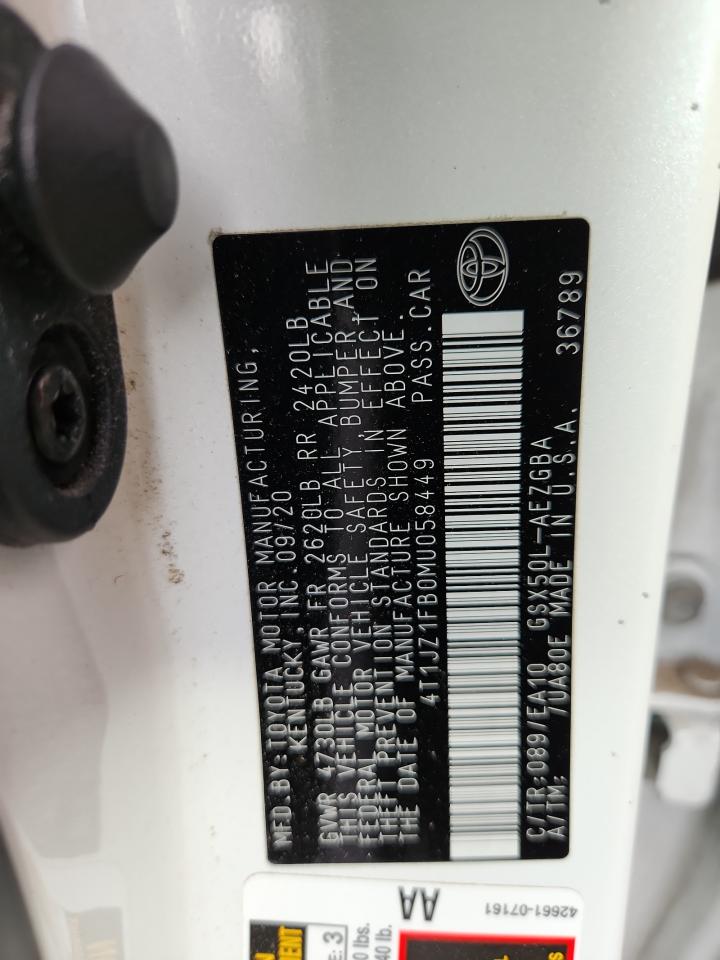 2021 Toyota Avalon Xle VIN: 4T1JZ1FB0MU058449 Lot: 86109725