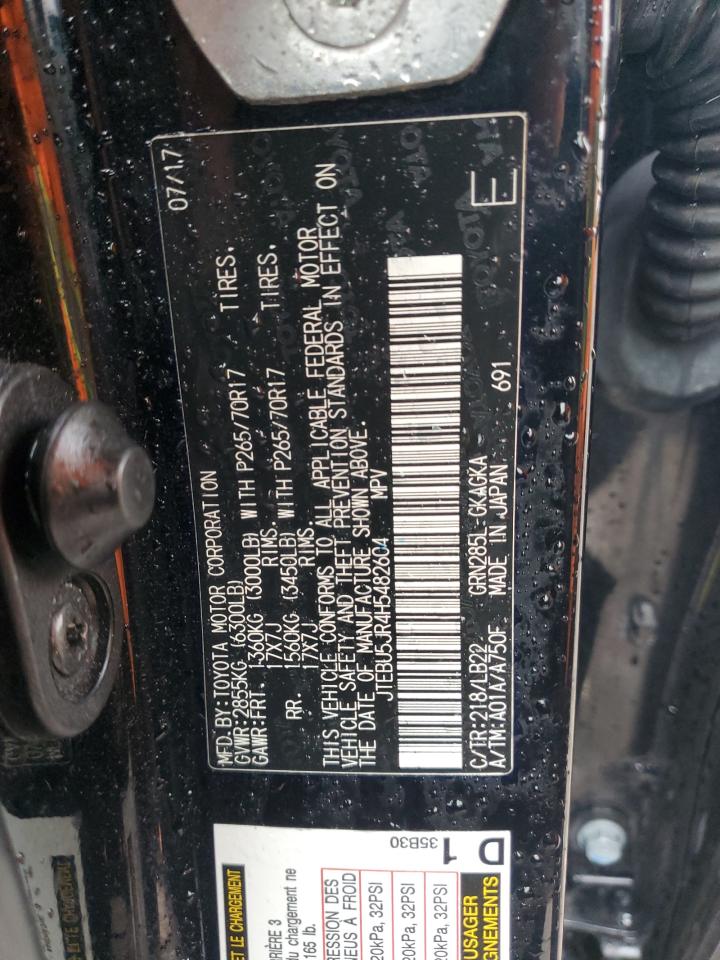 2017 Toyota 4Runner Sr5/Sr5 Premium VIN: JTEBU5JR4H5482604 Lot: 85329455