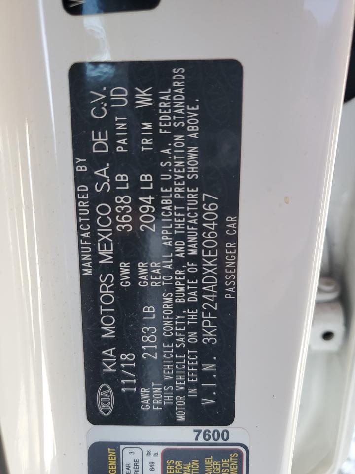 2019 Kia Forte Fe VIN: 3KPF24ADXKE064067 Lot: 86306695