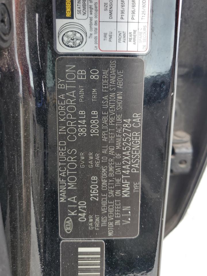 2010 Kia Forte Lx VIN: KNAFT4A2XA5252784 Lot: 85545535