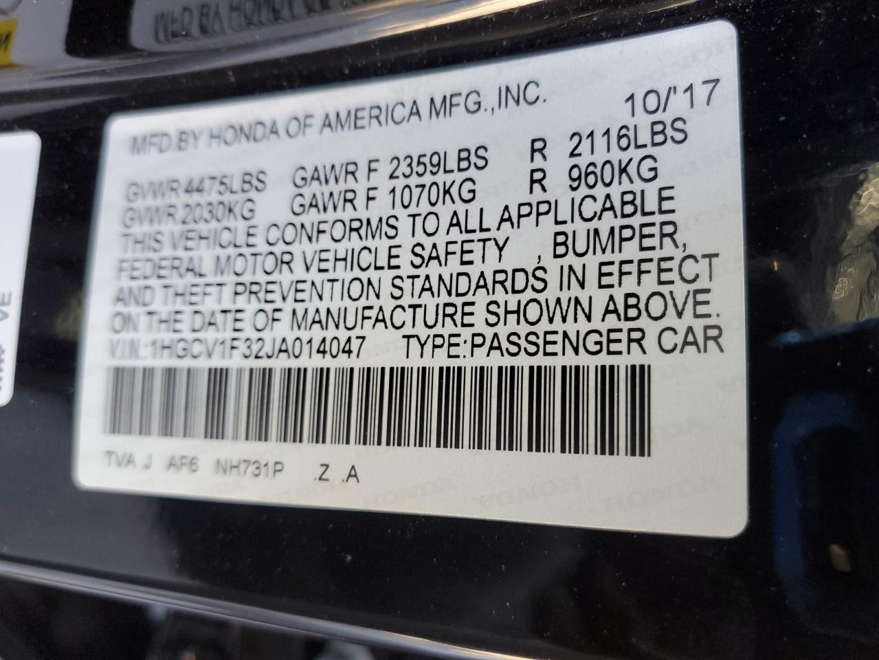 2018 Honda Accord Sport VIN: 1HGCV1F32JA014047 Lot: 82217335