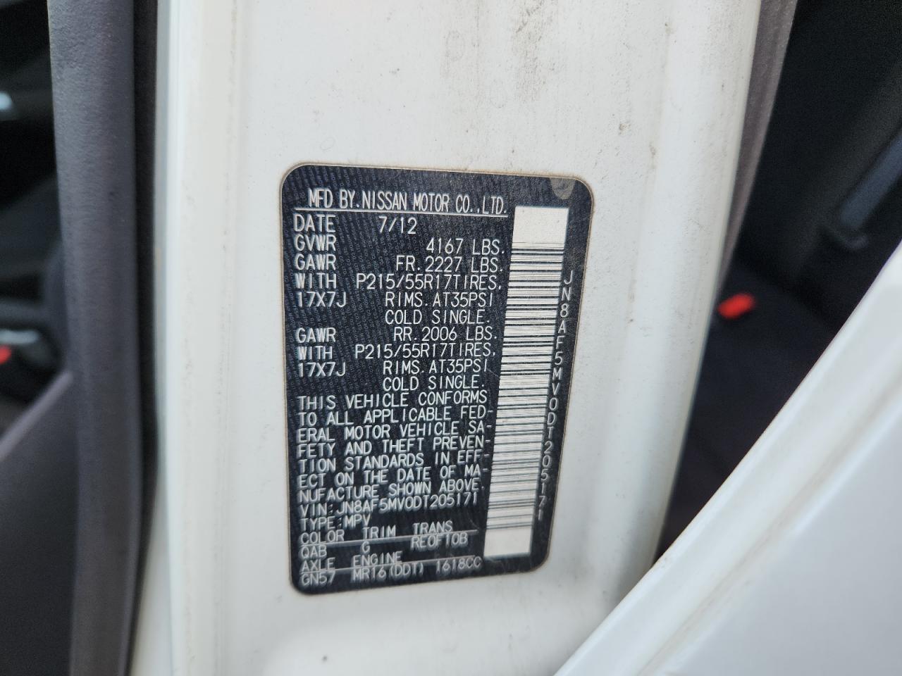 2013 Nissan Juke S VIN: JN8AF5MV0DT205171 Lot: 85122085