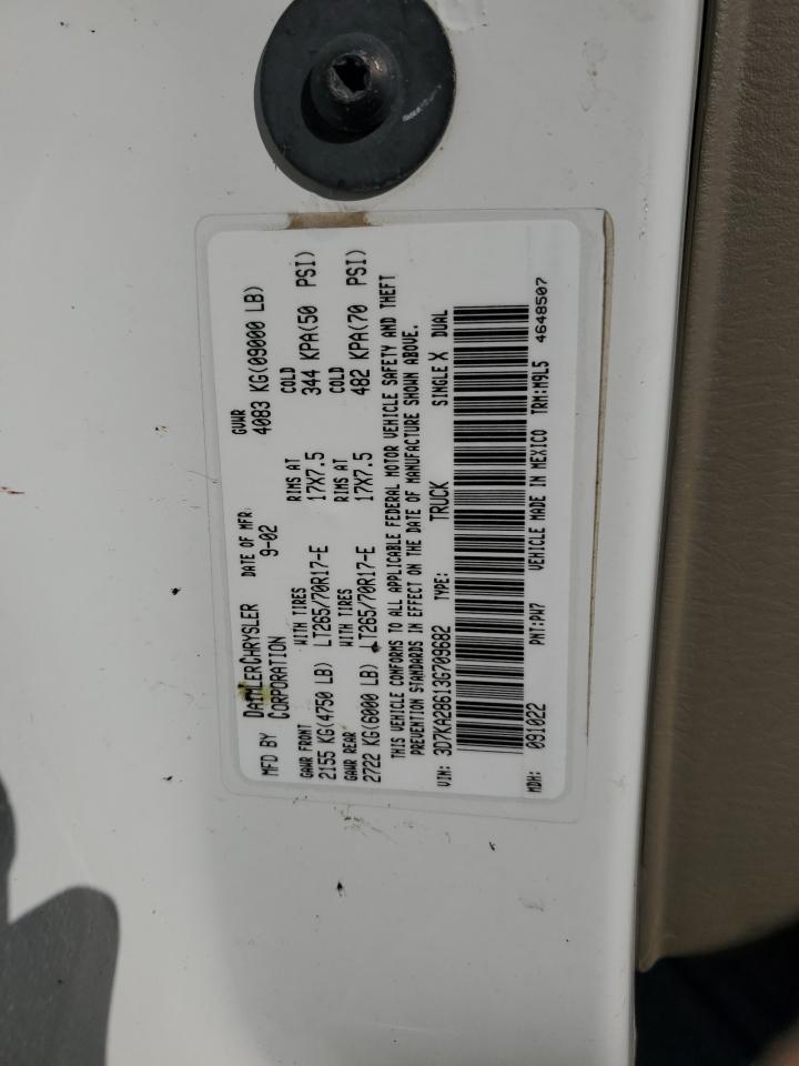 2003 Dodge Ram 2500 St VIN: 3D7KA28613G709682 Lot: 86131805