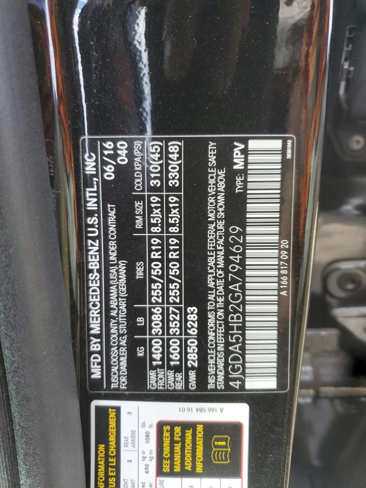 2016 Mercedes-Benz Gle 350 4Matic VIN: 4JGDA5HB2GA794629 Lot: 81954495