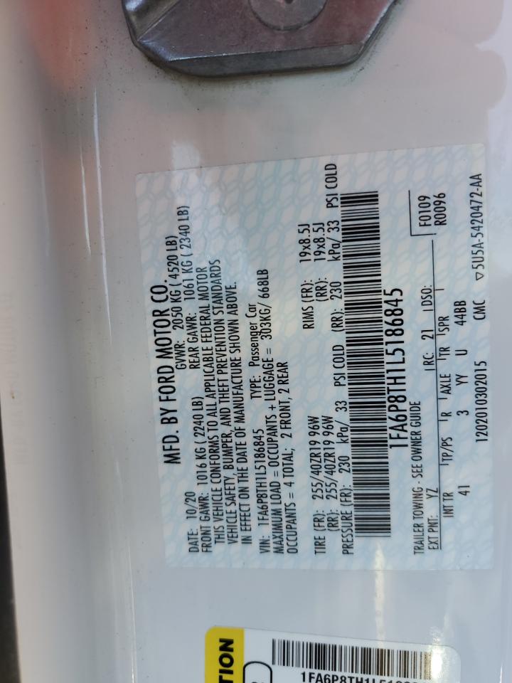 2020 Ford Mustang VIN: 1FA6P8TH1L5186845 Lot: 82209565