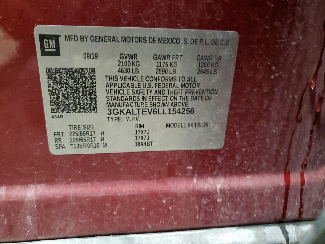 2020 GMC Terrain Sle VIN: 3GKALTEV6LL154256 Lot: 82664655