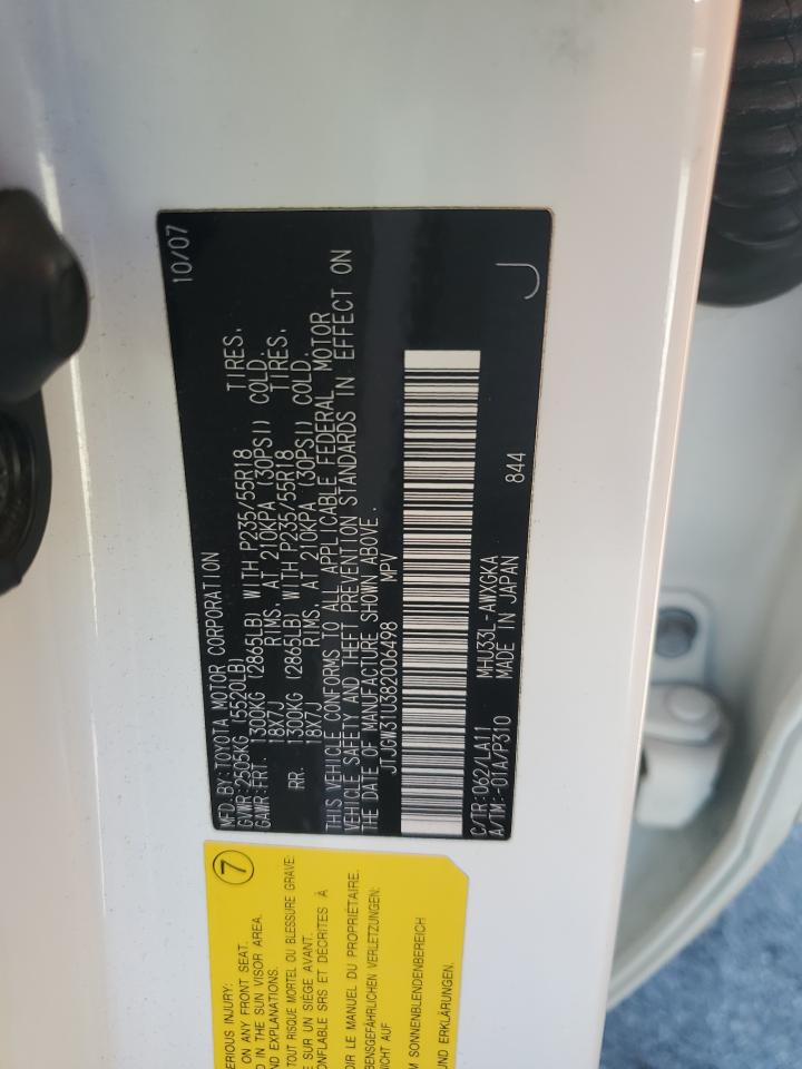 2008 Lexus Rx 400H VIN: JTJGW31U382006498 Lot: 85955655