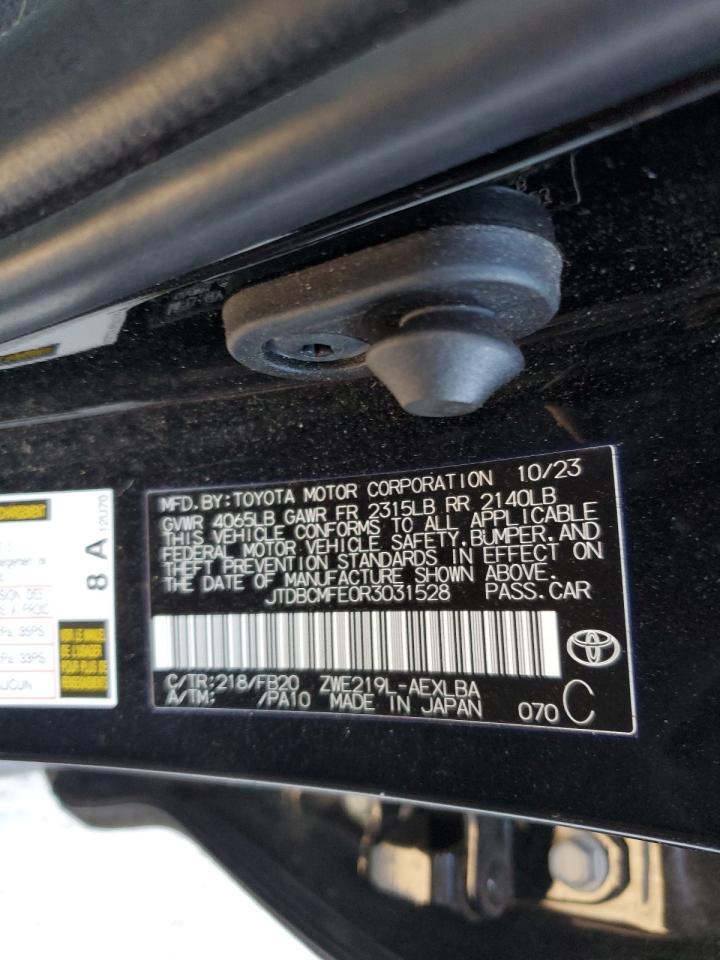 2024 Toyota Corolla Le VIN: JTDBCMFE0R3031528 Lot: 85156455