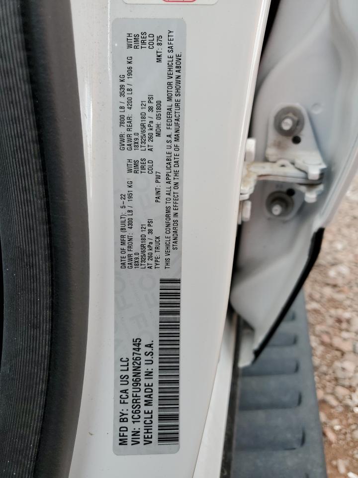 2022 Ram 1500 Trx VIN: 1C6SRFU96NN267445 Lot: 85575065