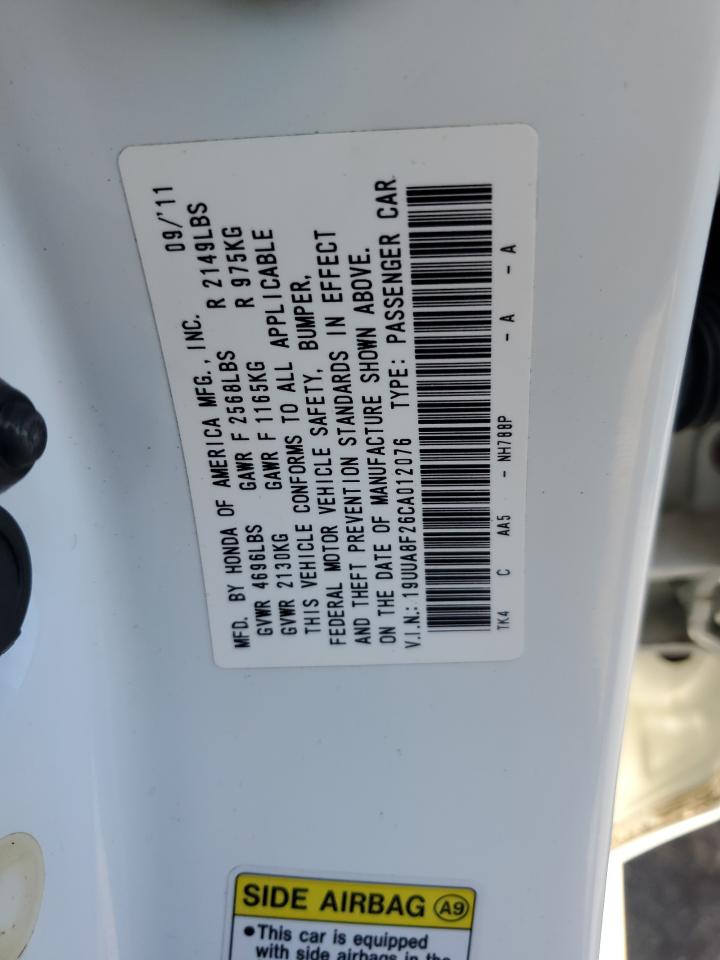 2012 Acura Tl VIN: 19UUA8F26CA012076 Lot: 84410315